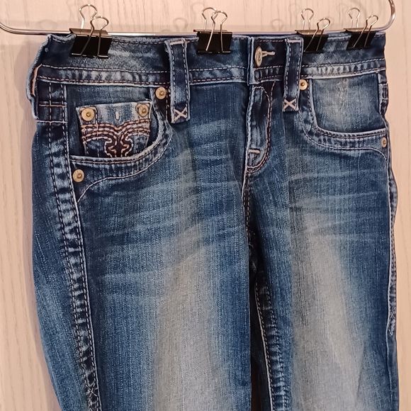 Rock Revival Alivia Jeans, Size 26, Low-Rise, Skinny, Distressed, Bedazzled - Picture 9 of 14